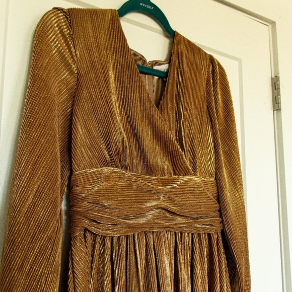 Gold Sequin Gown with High Split - Picture 1 of 2
